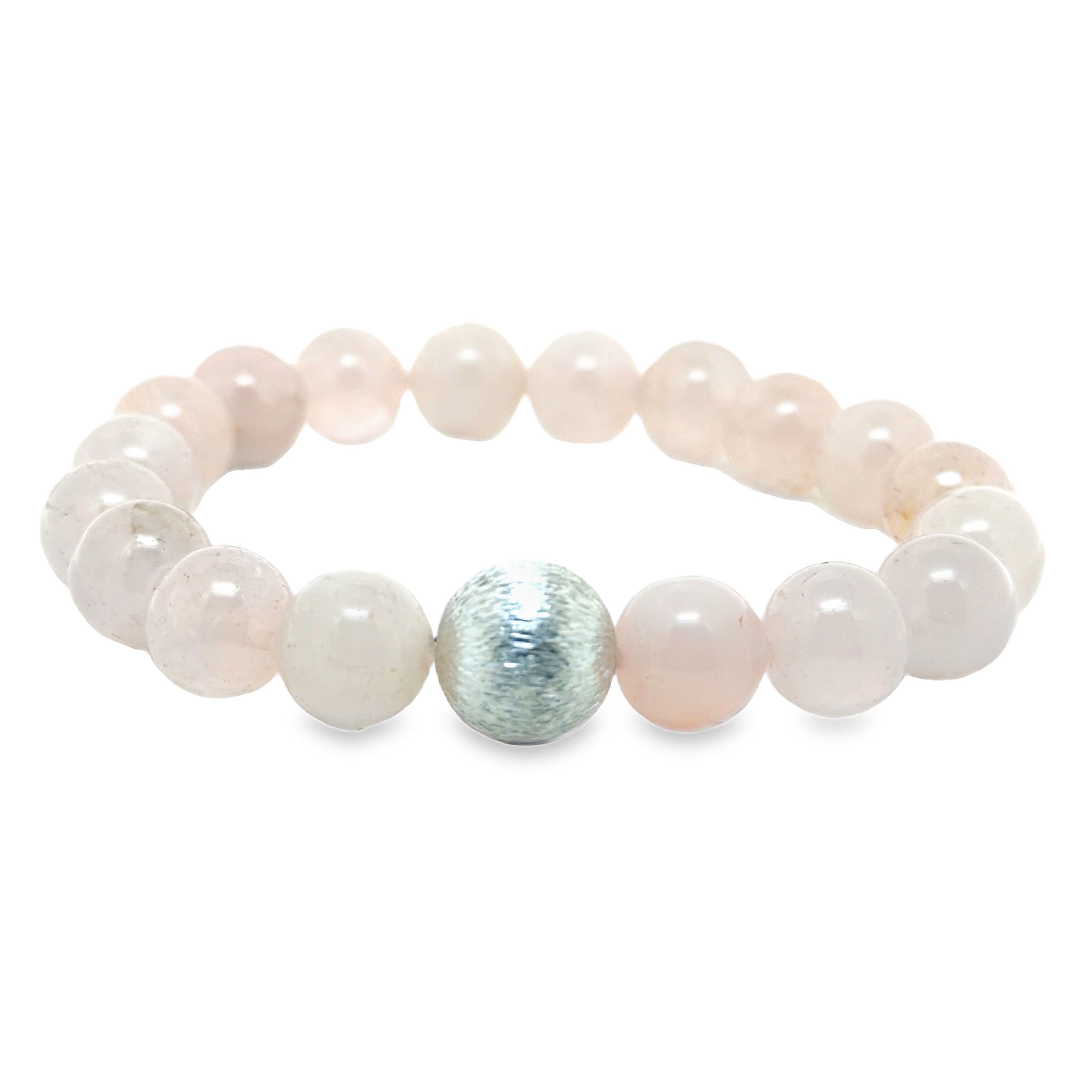 Rosenquarz Armband mit Silberkugel