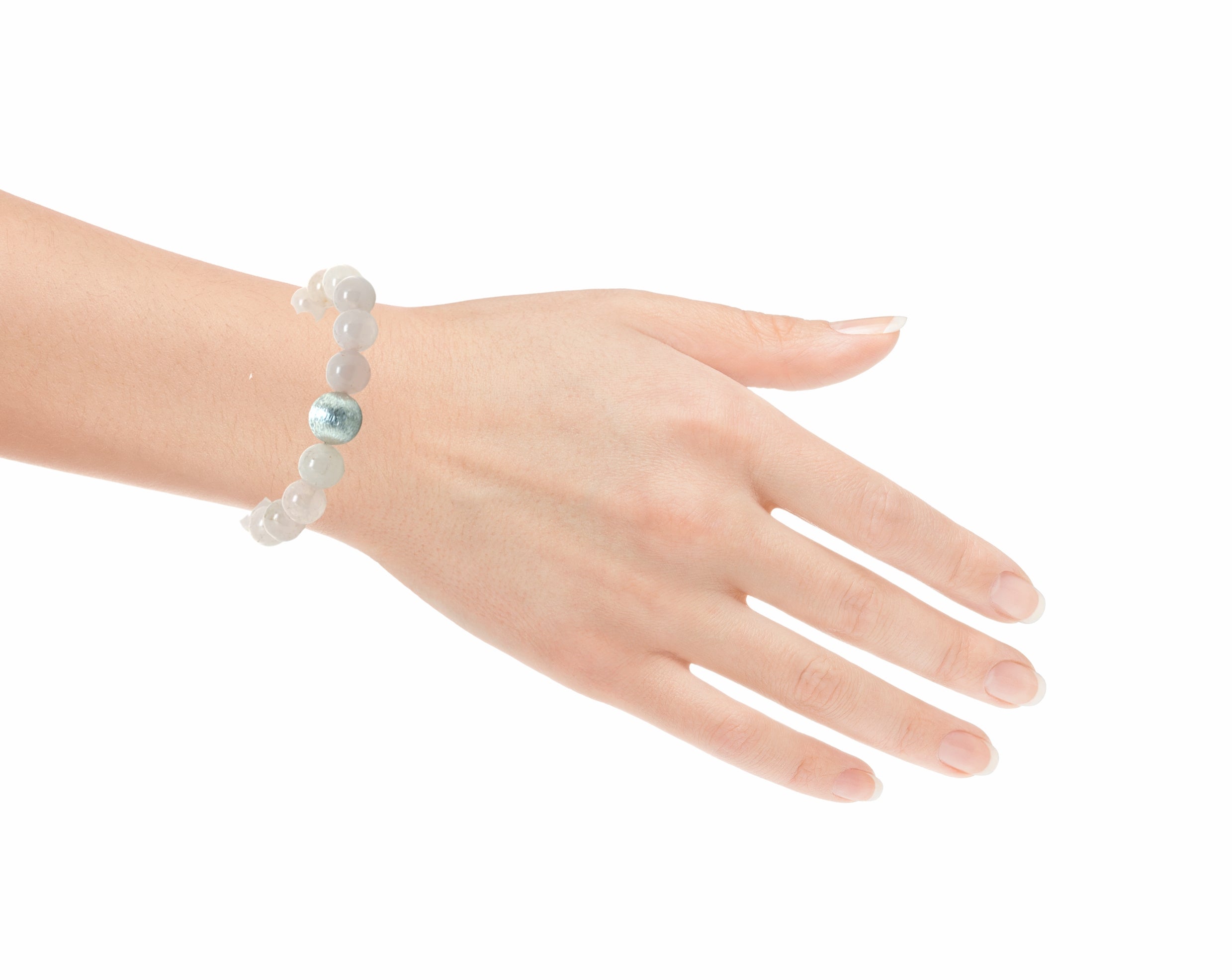 Rosenquarz Armband mit Silberkugel