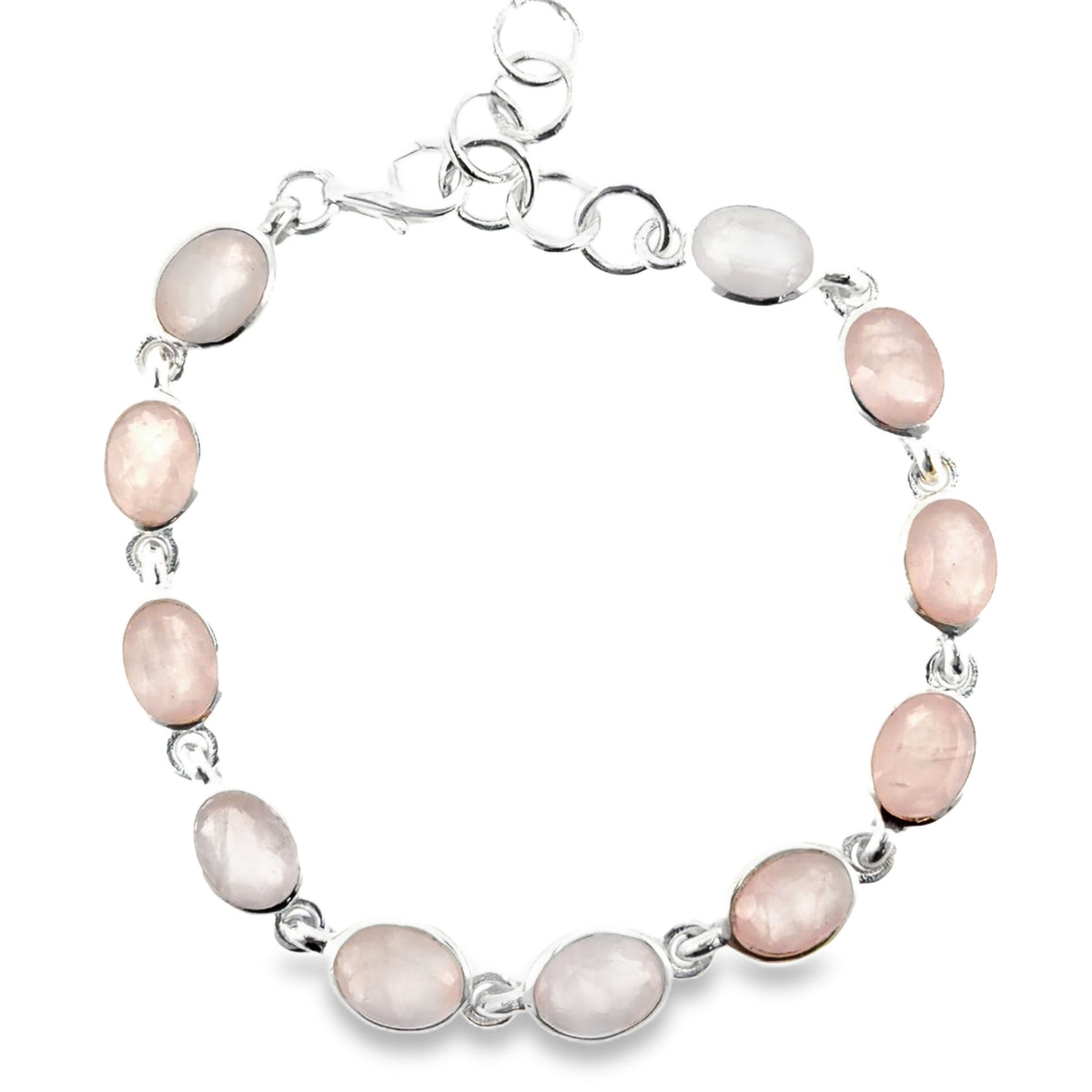 Rosenquarz Armband mit Silber