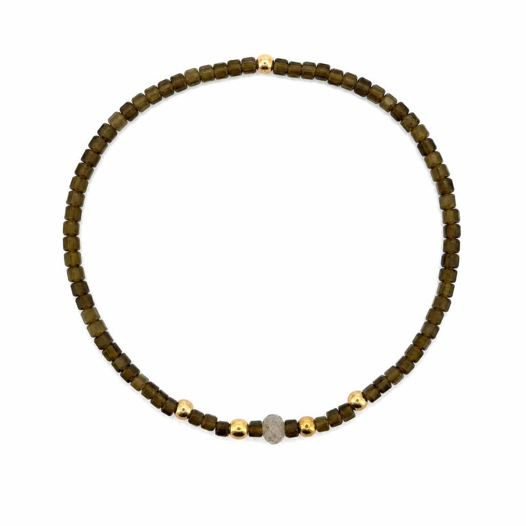 Kyanit grün, facettiert & Mondstein, 3 mm
