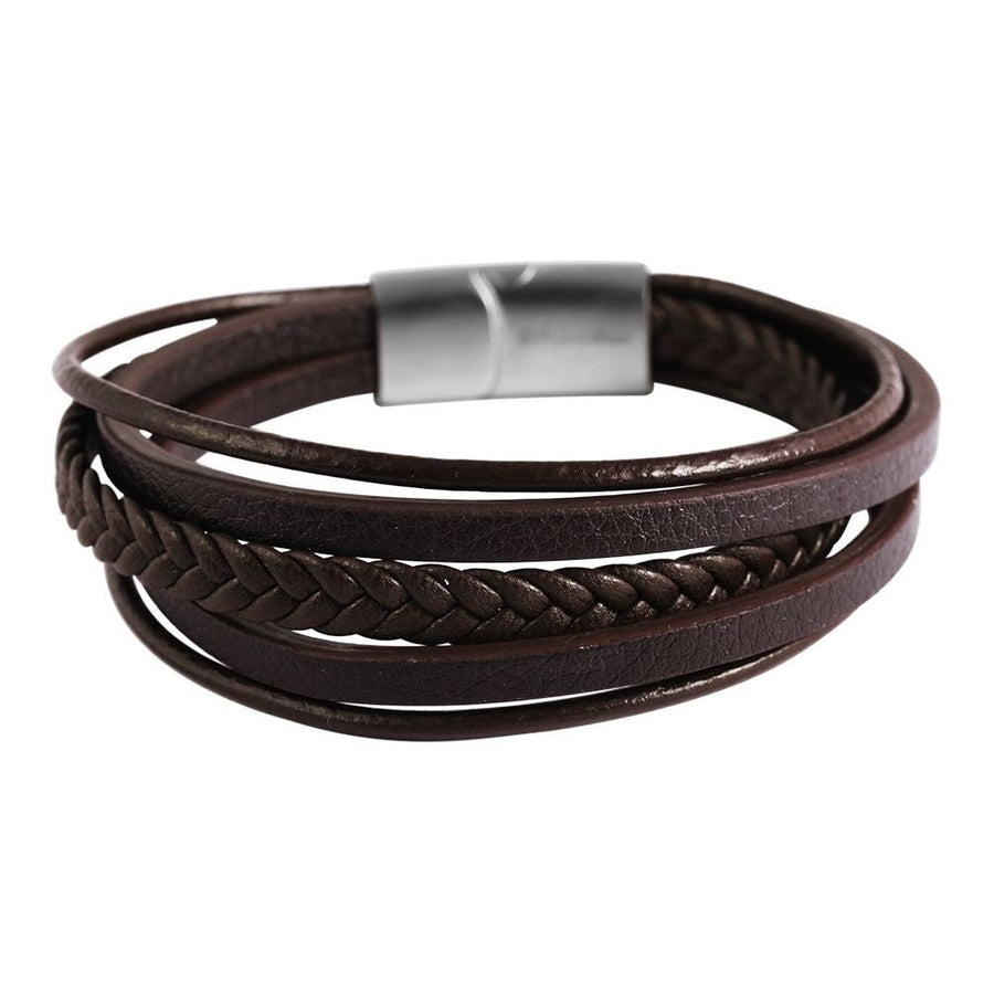 Akzent Armband aus Lederimitat mit Edelstahlclipverschluss