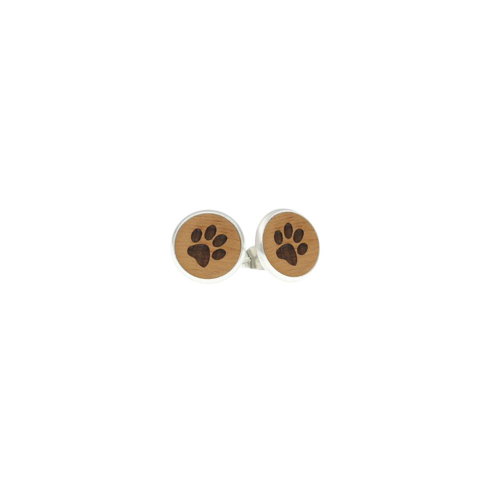 Pfote Ohrstecker aus Edelstahl und Holz