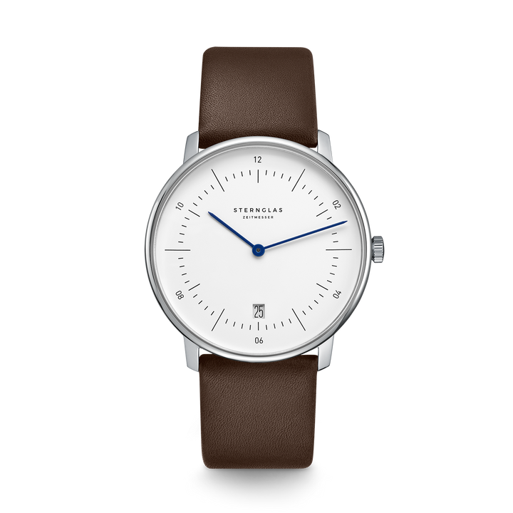 Naos weiss silber / Premium dunkelbraun - 38 mm  Quarz