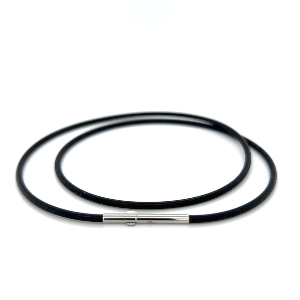 Silikonband Schwarz<br />45 cm, 2 mm<br />Doppelclipverschluss Edels