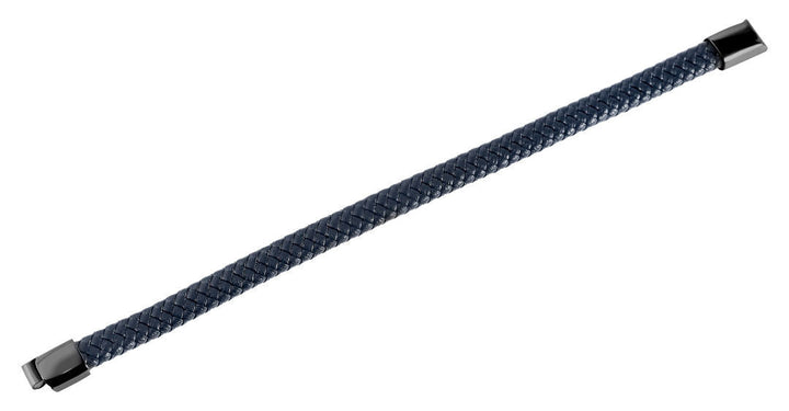 Echtlederarmband, geflochten, blau schwarz