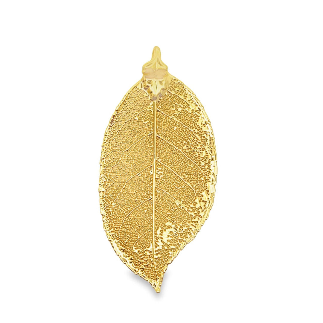 Apfelblatt Anhänger, Echtblatt, mit Kette vergoldet