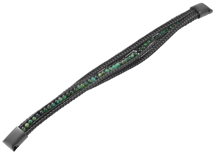 Armband aus Echtleder Pascal mit grünem Tigerauge