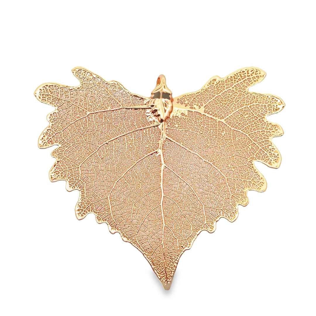 Baumwollblatt Anhänger, Echtblatt, mit Kette rosévergoldet