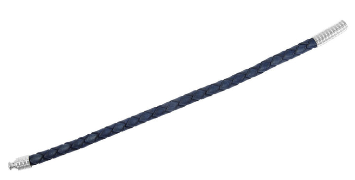 Echtlederarmband, blau, geflochten mit Edelstahlclipverschluss