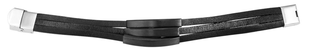 Echtlederarmband, dreireihig mit Gravurplatten, schwarz/schwarz