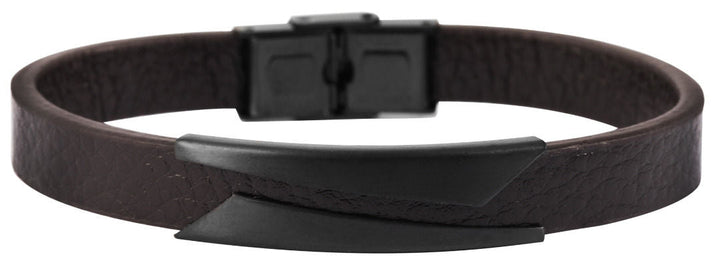 Echtlederarmband mit Edelstahlelement, braun/schwarz