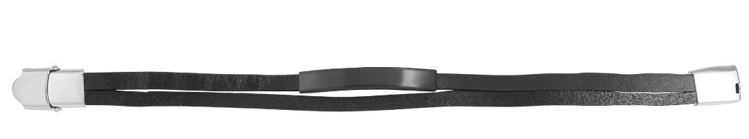 Echtlederarmband mit Edelstahlgravurplatte, schwarz/schwarz