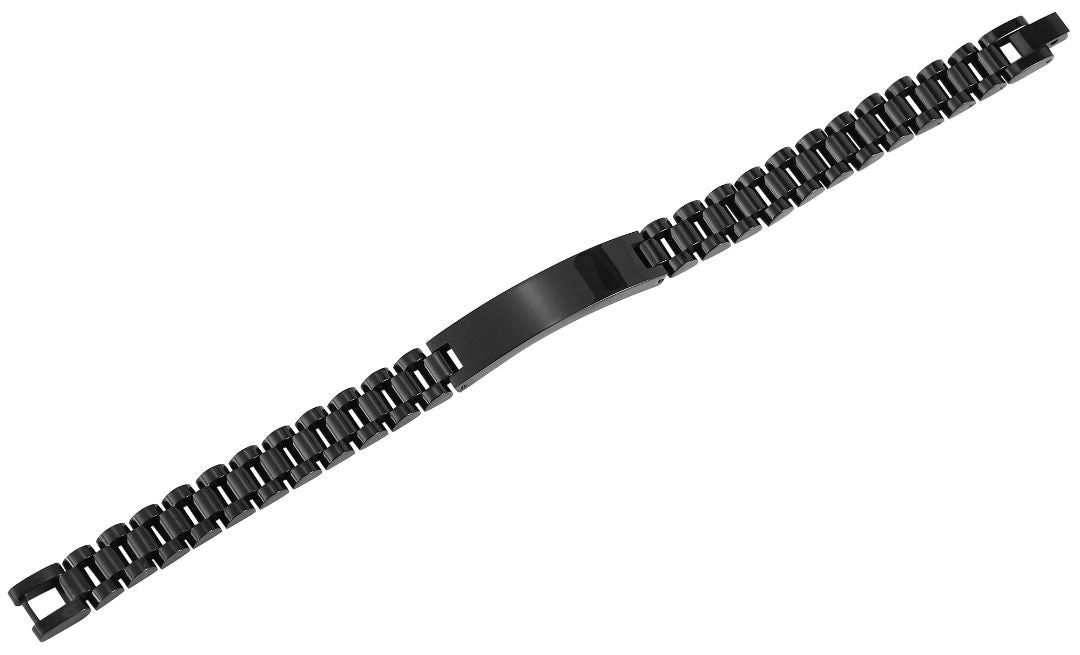 Bracciale in acciaio inossidabile, piastra per incisione, 21 cm, nero