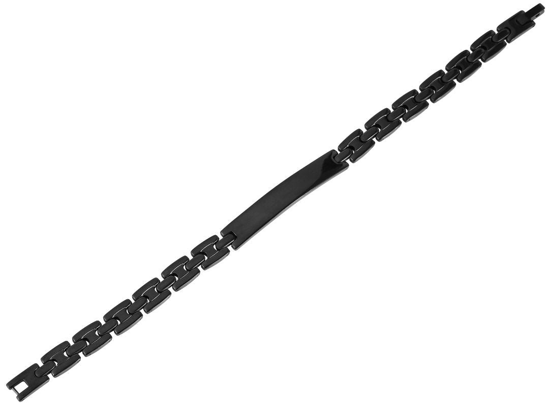 Bracciale a maglie in acciaio inossidabile, nero, 21 cm