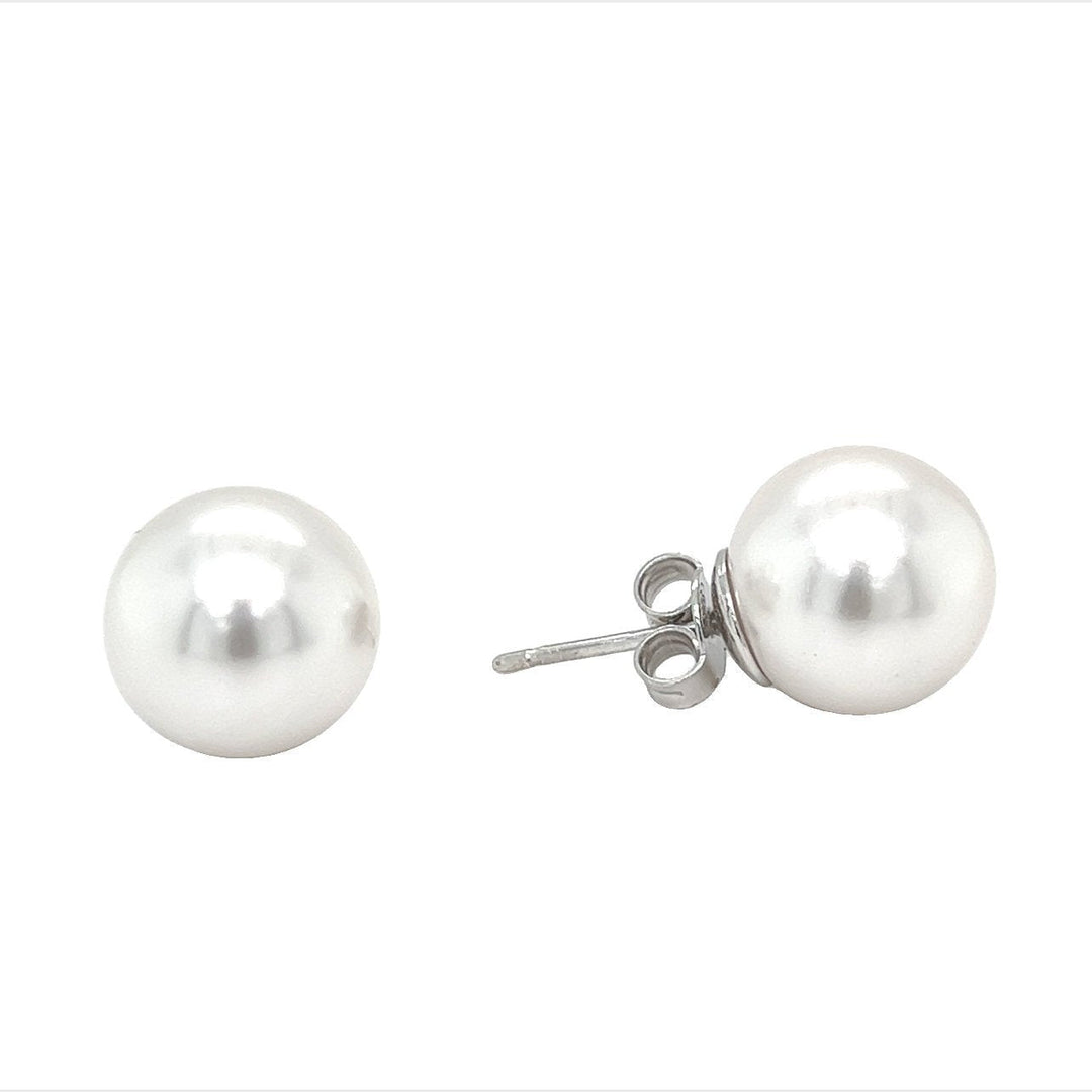 Paia orecchino RH a perno perla bianca semplice MM 14